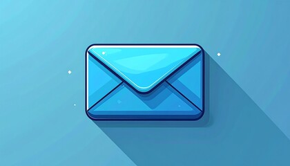 Illustrated light blue envelope with a long shadow on a matching background