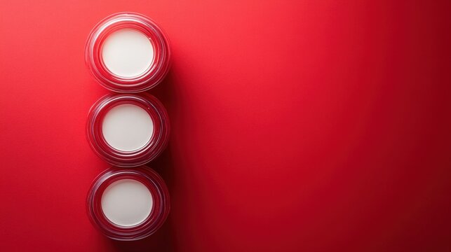 Three vibrant red circles arranged on a solid red background. This image evokes feelings of energy, focus, and attention. Suitable for marketing, design, and conceptual projects.