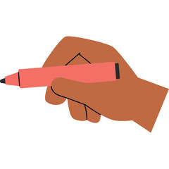 Hand Holding A Coral Marker Pen With A Black Tip And A Transparent Background Isolated Vector Illustration