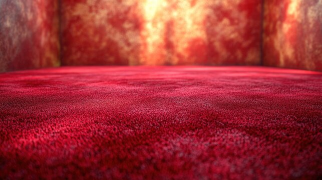 A luxurious red carpet extends across a background adorned with intricate golden patterns. This image evokes elegance, glamour, and celebration, perfect for events, awards, or upscale promotions.