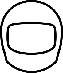 Modern Racing or Astronaut Helmet Front View Outline Icon.