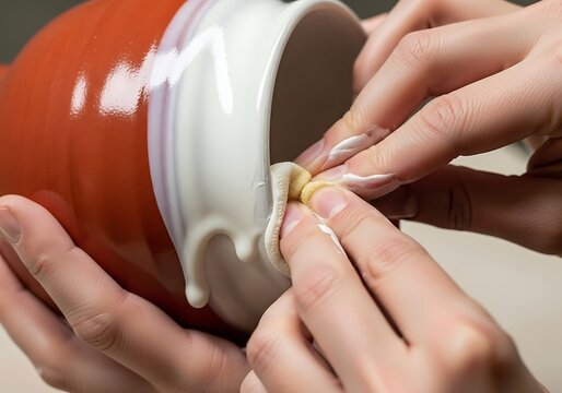 Artist's touch, meticulous pottery glazing process for perfect aesthetics - Powered by Adobe