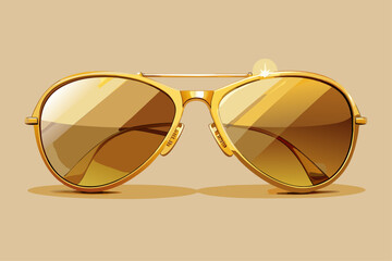 Capture the essence of relaxed vision with this close-up of gold sunglasses against a neutral background, showcasing optical clarity and stylish eyewear. A perfect combination of fashion and function.