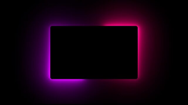 abstract glowing neon rectangle frame animation green screen 4k. Bright neon border frame effect isolated on green background. square two moving neon lights overlay 4K graphic animation video