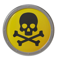 Awareness symbol for toxic substances displayed in bright yellow with skull and crossbones design