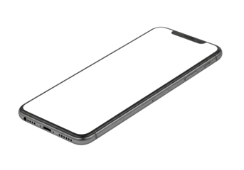 Modern smartphone with a dark screen isolated on transparent background