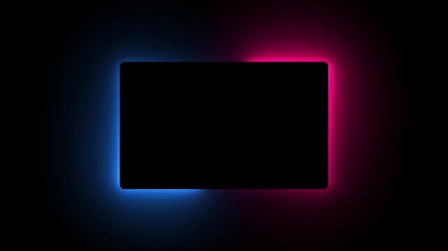 abstract glowing neon rectangle frame animation green screen 4k. Bright neon border frame effect isolated on green background. square two moving neon lights overlay 4K graphic animation video