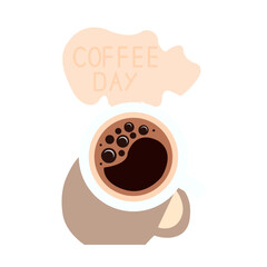 Coffee Cup Illustration with Coffee Day Text