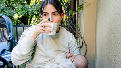 Cozy moment in cafe Cernobbio with a cappuccino