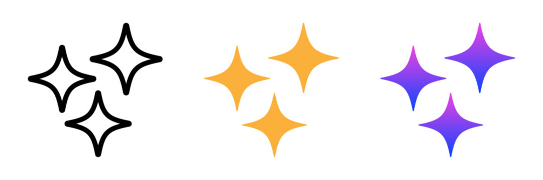 Sparkling star icons. Star burst vector symbol for ai logo or design element. Transparent PNG