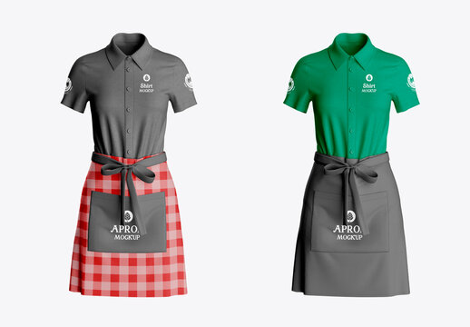 Waitress Short Sleeve Uniform Mockup