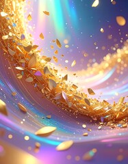 Artistic swirl of gold with light-filled iridescence