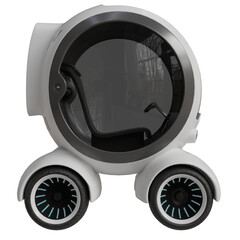 Modern mockup of a futuristic personal transport pod with rounded design and sleek features