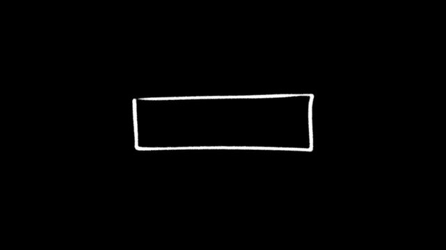 Hand drawn rectangle animation. Abstract glowing white rectangle drawing animation