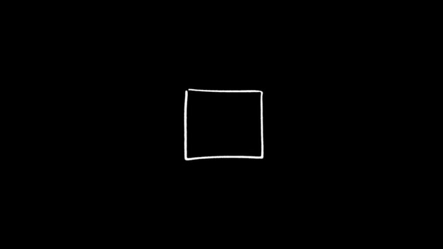 Minimalist square shape animation. Animated white square drawing 
