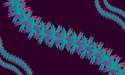 Abstract arrangement of teal and magenta geometric shapes on a dark purple background