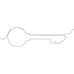 Simple outline key. Access security object. Opening mechanism symbol. Vector linear sign.