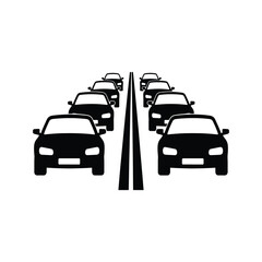 Traffic Jam Silhouette Vector, Minimalist Cars in Gridlock Black