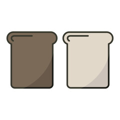 Sliced bread toast. Bakery food Vector. Two loaf slices. Light dark color.