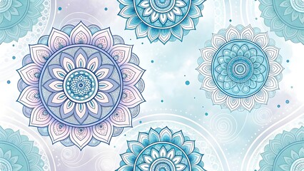 mandala clusters with swirling energy rings and soft dreamy shapes
