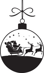 santa claus in sleigh with reindeer in christmas ball illustration
