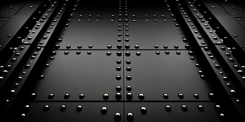 Obraz premium Sleek dark metal panels with rivets create a modern industrial texture for design projects