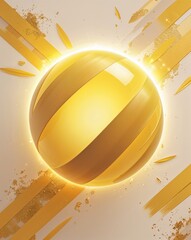 Abstract Digital Art with Golden Orb