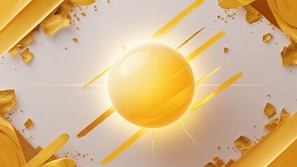 Abstract Digital Art with Golden Orb