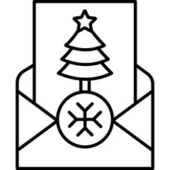 Minimal Greeting Card Line Icon – Message Invitation Holiday Outline Symbol