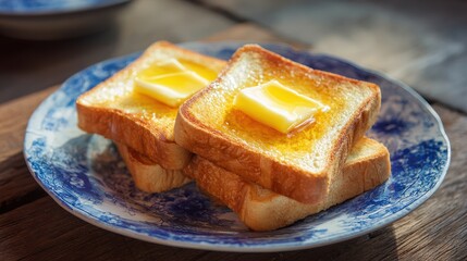 Buttered Toast on Plate