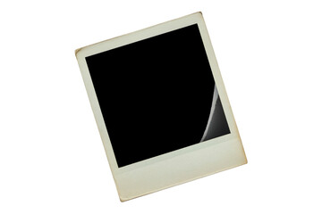 blank retro style polaroid picture with a corner peeled . Isolated on transparent background, png