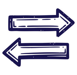 Hand drawn arrows pointing left and right with a textured navy blue and white design