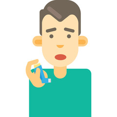 Concerned Person Holding Inhaler With Blue and White Accents Against A Transparent Background Illness Respiratory Aid