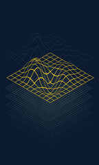 A dynamic vector vertical abstract background rendered in a striking isometric view. 