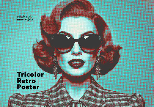 Tricolor Retro Poster Photo Effect