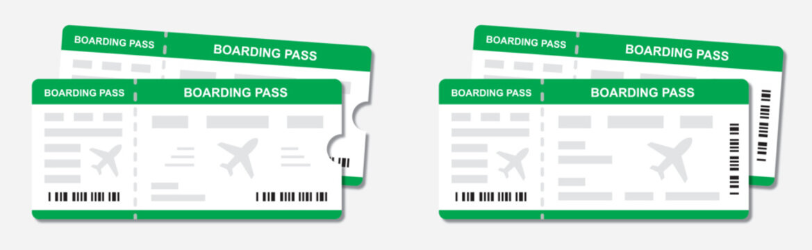 Plane tickets icon. Boarding pass set icon, vector illustration