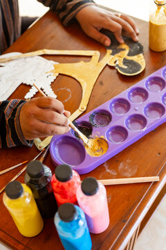 Traditional wayang kulit crafting in Javanese culture