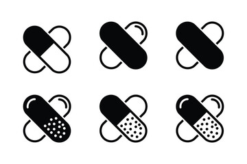 Pill icon set medicine health and pharmaceutical concepts