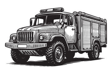 Classic All-Wheel Drive Fire Truck Engraving