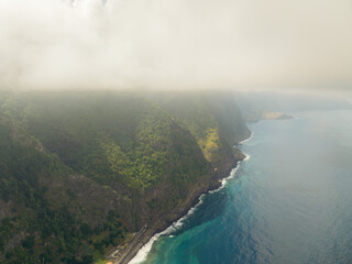 Misty cliffs and ocean view offer serene road trip