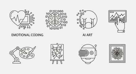 Dynamic AI and technology concepts blending art, data, and emotion for modern digital innovation and creative expression