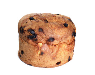 Tasty Christmas panettone cake isolated on white