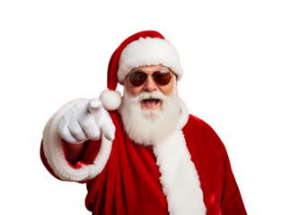 Santa claus pointing forward isolated on transparent background