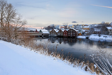 Fototapeta premium The Old Bridge at the river Nidelva in Trondheim