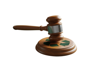 Wooden judge s gavel with decorative base isolated on transparent background