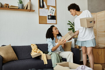 Creative couple explores upcycling together in their cozy living room