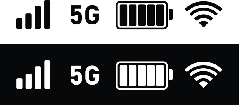 Status bar icon. Status bar phone icon vector illustration. Set of android status bar icon vector set. Smartphone notification icon vector set
