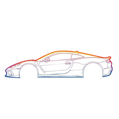 A sleek, modern sports car outline rendered with a vibrant gradient color effect, perfect for automotive design concepts and technological illustrations.