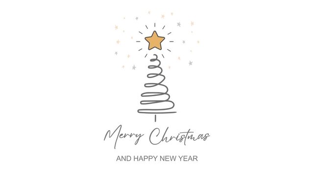 Christmas tree with the inscription Merry Christmas and happy new year.