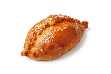 Savory pastry filled with meat and topped with sesame seeds